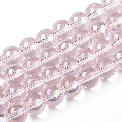 Electroplate Transparent Glass Beads Strands GLAA-T032-T8mm-AB10-1