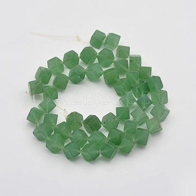 Cube Natural Green Aventurine Beads Strands G-N0154-39-1
