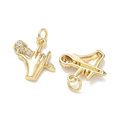Brass Micro Pave Cubic Zirconia Pendants KK-T085-19A-G-1