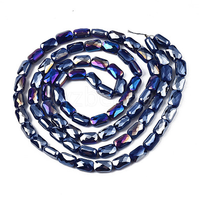 Electroplate Opaque Solid Color Glass Beads Strands X-EGLA-N002-25-B01-1