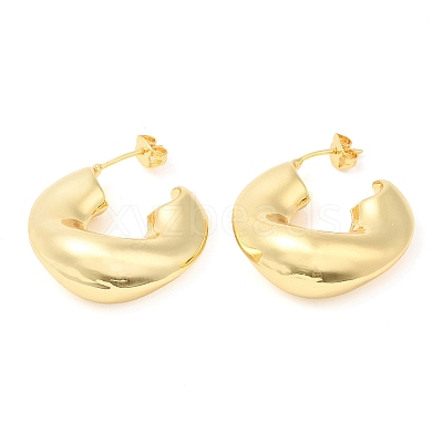 Brass Twist Donut Stud Earrings EJEW-K251-06G-1
