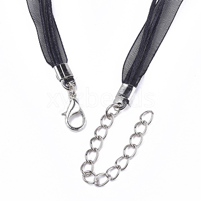 Waxed Cord and Organza Ribbon Necklace Making NCOR-T002-332-1