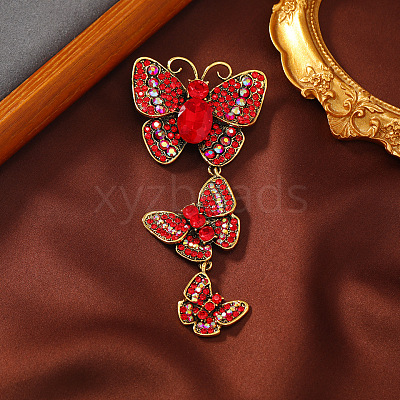 Creative Long Alloy Triple Butterfly Brooch PW-WG59366-05-1