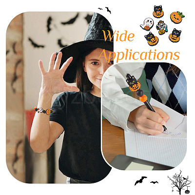 6Pcs 6 Styles Halloween Theme Silicone Focal Beads SIL-TA0002-44-1
