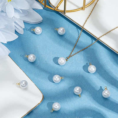 60Pcs ABS Plastic Imitation Pearl Charms KK-BBC0023-53-1