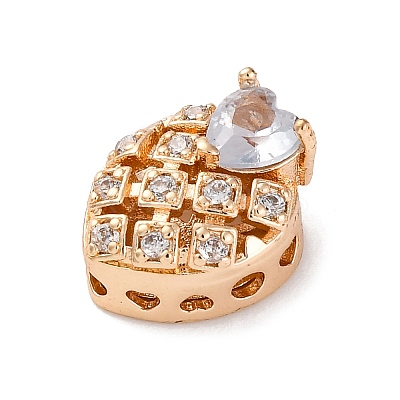 Rack Plating Brass Micro Pave Cubic Zirconia Beads KK-Z082-08G-1