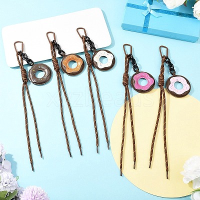 5Pcs Donut PU Leather & Polyester Rope Pendant Decorations HJEW-JM04427-1