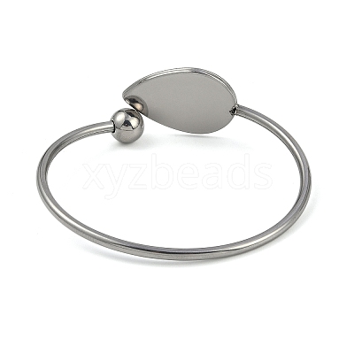 304 Stainless Steel Blank Bangle Bases with Teardrop Tray STAS-Z088-01P-02-1