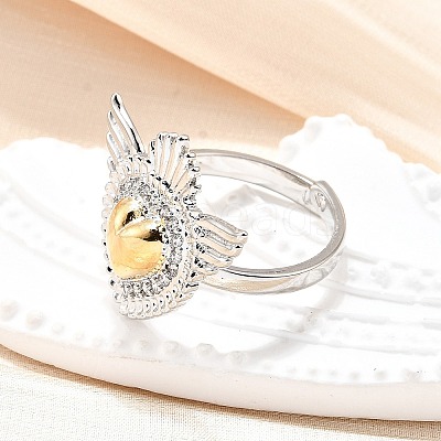 Gothic Style Brass Micro Pave Clear Cubic Zirconia Cuff Rings for Women RJEW-U051-02C-GP-1