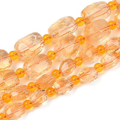 Heated Natural Citrine Beads Strands G-Z147-B01-03-1