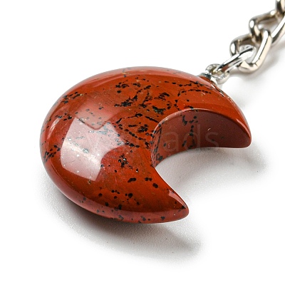 Reiki Natural & Synthetic Mixed Gemstone Moon Pendant Keychains KEYC-P015-01P-1