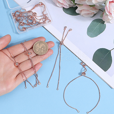 12Pcs Rack Plating Adjustable Brass Slider Bracelet Making KK-SP0001-80RG-1