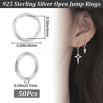 50Pcs 925 Sterling Silver Open Jump Rings STER-BBC0006-18C-1