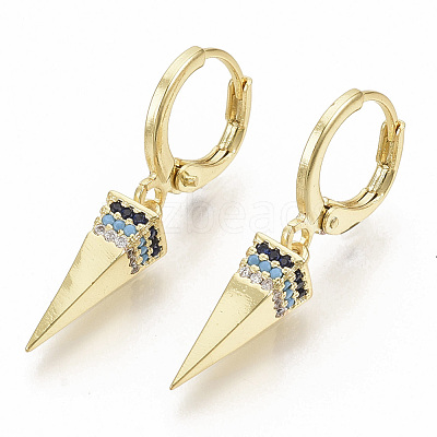 Brass Micro Pave Colorful Cubic Zirconia Dangle Hoop Earrings X-EJEW-S208-069-1
