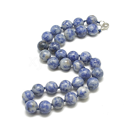 Natural Blue Spot Jasper Beaded Necklaces NJEW-S404-03-1