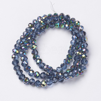 Electroplate Transparent Glass Beads Strands EGLA-A034-T8mm-Q14-1