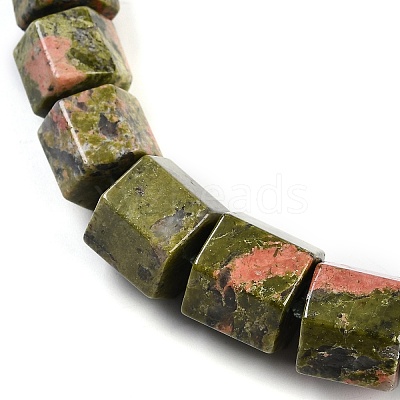 Natural Unakite Hexagon Prism Graduated Beaded Necklaces for Women Men NJEW-K388-03W-1