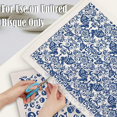 6Pcs 6 Styles Paper Ceramic Decals DIY-SD0002-07C-1