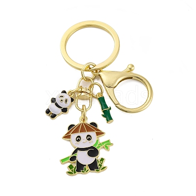 Rack Plating Panda Zinc Alloy Enamel Pendant Keychain KEYC-G064-01D-1