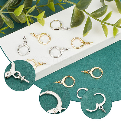 20 Pairs 2 Colors Brass Leverback Earring Findings KK-PH0005-24-1