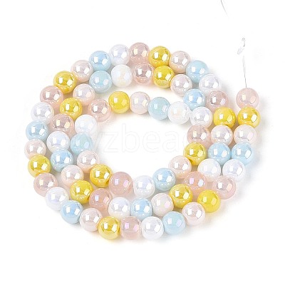Electroplate Glass Beads Strands EGLA-N019-6mm-02-1