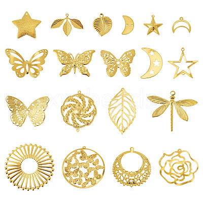 38Pcs 19 Styles Iron Pendants IFIN-TA00001-78-1