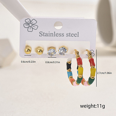 3 Pairs 201 Stainless Steel Classic Sweet Earring Sets SI9311-1
