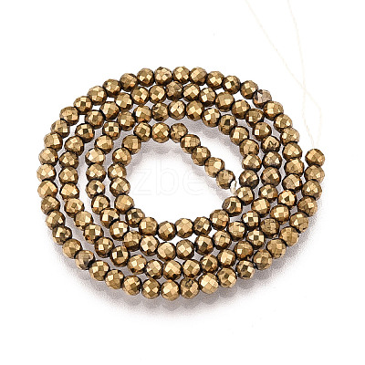 Electroplate Glass Beads Strands X-GLAA-H021-01B-FP07-1