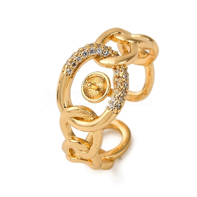 Brass Micro Pave Cubic Zirconia Adjustable Ring Settings KK-C115-01G-1