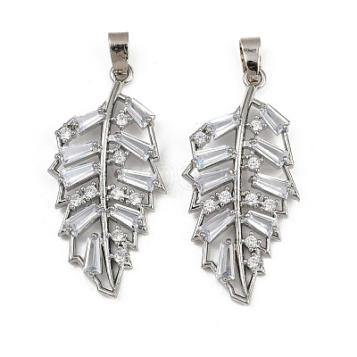 Rack Plating Brass Clear Cubic Zirconia Pendants KK-L236-04C-P-1