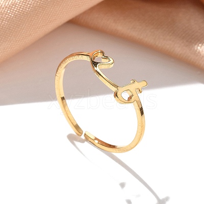 304 Stainless Steel Cuff Rings for Women RJEW-D285-01G-T-1