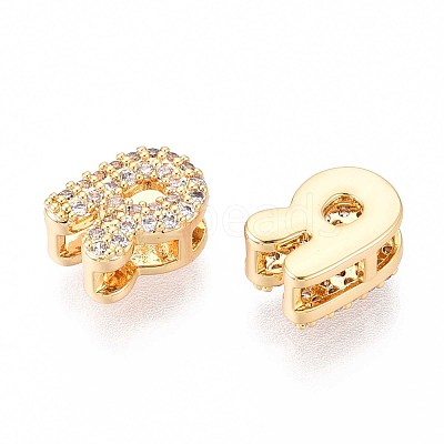 Brass Micro Pave Clear Cubic Zirconia Beads KK-T071-17G-R-1