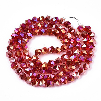 Electroplate Transparent Glass Beads Strands X-EGLA-T019-06Q-1