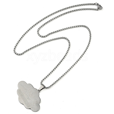 Anti-Tarnish 201 Stainless Steel Arabic Elements Cloud Pendant Box Chain Necklaces NJEW-D089-03P-1