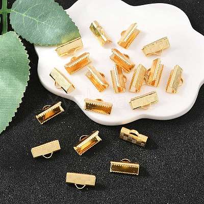 SHEGRACE Brass Ribbon Crimp Ends XGR0063G-58G-1