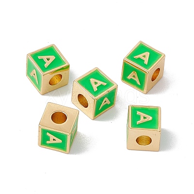 Rack Plating Brass Enamel Beads KK-B060-04G-02A-1