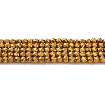 Electroplate Glass Beads Strands GLAA-H021-01B-FP04-1