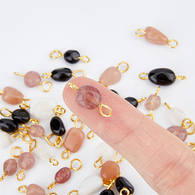 120Pcs 4 Styles Natural Mixed Gemstone Connector Charms FIND-DC0002-76-1
