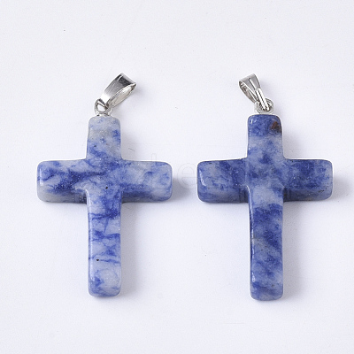 Natural Blue Spot Stone Pendants G-S358-001C-1