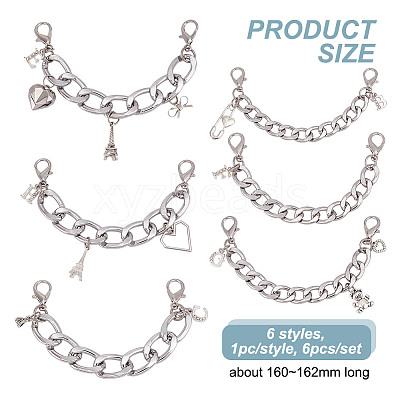 6Pcs 6 Styles Aluminum Canvas Shoes Chains FIND-GO00005-1
