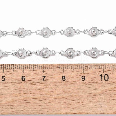 5.5MM 304 Stainless Steel Flower Link Chain Necklaces NJEW-P346-01P-1
