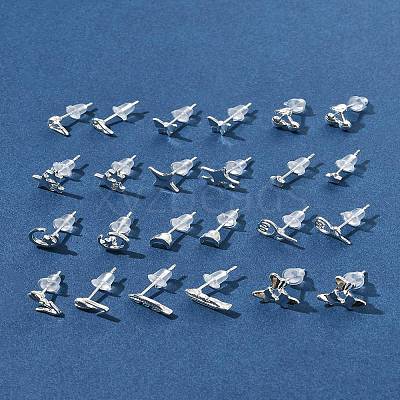 2 Pairs Alloy Stud Earrings for Women EJEW-FS0001-27K-1