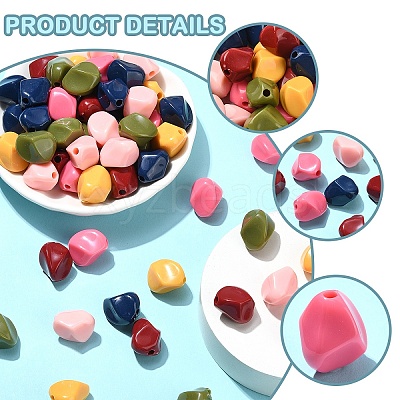 60Pcs 6 Colors Opaque Acrylic Beads MACR-YW0003-17-1