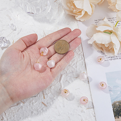 8Pcs Natural Rose Quartz Teacher Apple Charms G-FI0001-26-1