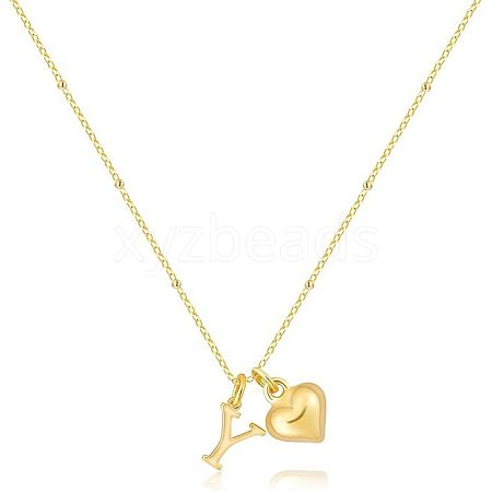 Brass Initial and Heart Pendant Necklaces for Women FS-WG01F32-25-1