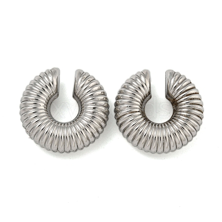 Non-Tarnish Spiral Rings 304 Stainless Steel Cuff Earrings for Women EJEW-G393-01A-P-1