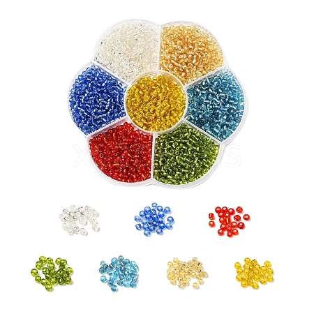 7 Colors Glass Round Seed Beads SEED-YW0001-24B-01-1