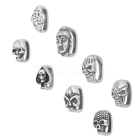 8Pcs 8 Style 304 Stainless Steel Slide Charms STAS-UN0021-02-1