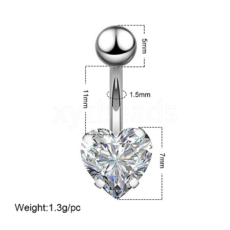 Clear Cubic Zirconia Belly Button Rings WG9960A-18-1