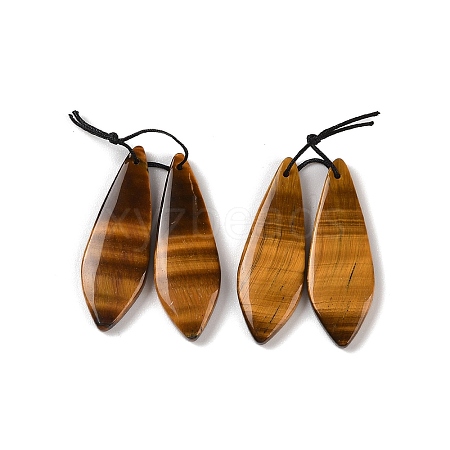 2Pcs Natural Tiger Eye Pendants G-A228-03F-1